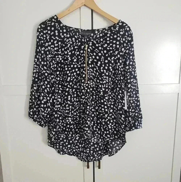 🌴2/$25🌴BOLD ELEMENTS  | Women's White/Black Polka Dot Blouse - Picture 1 of 4